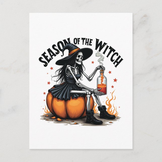 Carte Postale Faire-part Saison de la Sorcière Halloween effrayant Witch  (Devant)