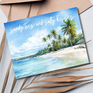 Carte Postale Faire-part Salty Kisses Beach Wedding Enregistrer la date