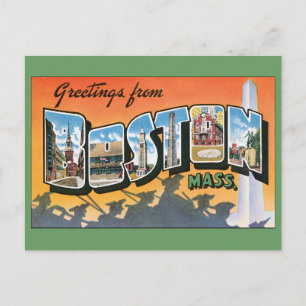 Carte Postale Faire-part Salutations vintages de Boston, Changement d'adres