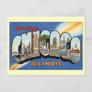 Carte Postale Faire-part Salutations Vintages de Chicago, Changement d'adre