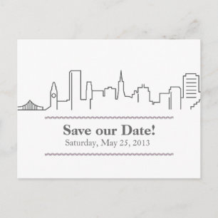 Carte Postale Faire-part San Francisco Enregistrer la date Ville Skyline