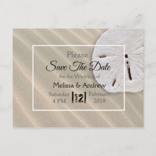 Carte Postale Faire-part Sand Dollar Mariage à thème Enregistrer la date