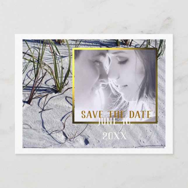 Carte Postale Faire-part Sandy Beach Your Photo Save the Date (Devant)