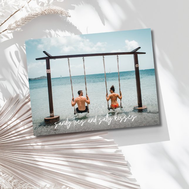Carte Postale Faire-part Sandy Toes Salty Kisses Mariage Enregistrer la dat (Sandy Toes Salty Kisses Wedding Save the Date)