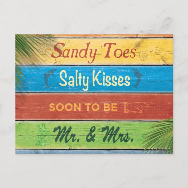 Carte Postale Faire-part Sandy Toes Salty Kisses Sauvez la date (Devant)