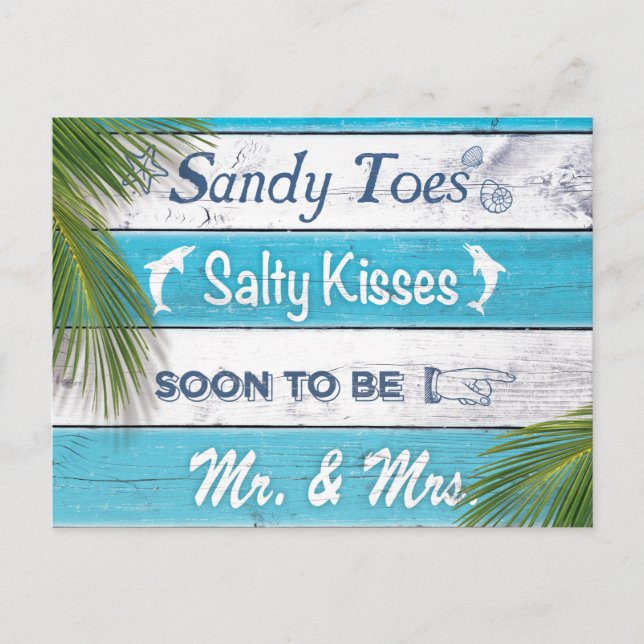 Carte Postale Faire-part Sandy Toes Turquoise Salty Kisses Enregistrer la d (Devant)