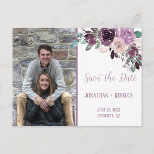 Carte Postale Faire-part Sangria Violet Mauve Photo Enregistrer La Date