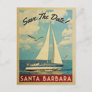 Carte Postale Faire-part Santa Barbara Sauvegarder la Date Voilier Naissanc