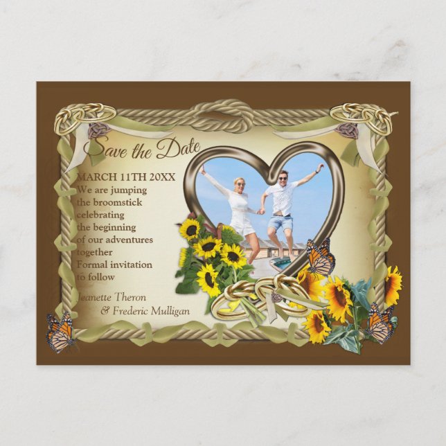 Carte Postale Faire-part Sauter le Broomstick - Enregistrer la date (Devant)