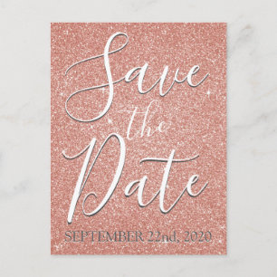 Carte Postale Faire-part Sauvegarder la Date Anniversaire Rose Gold Rose Pa