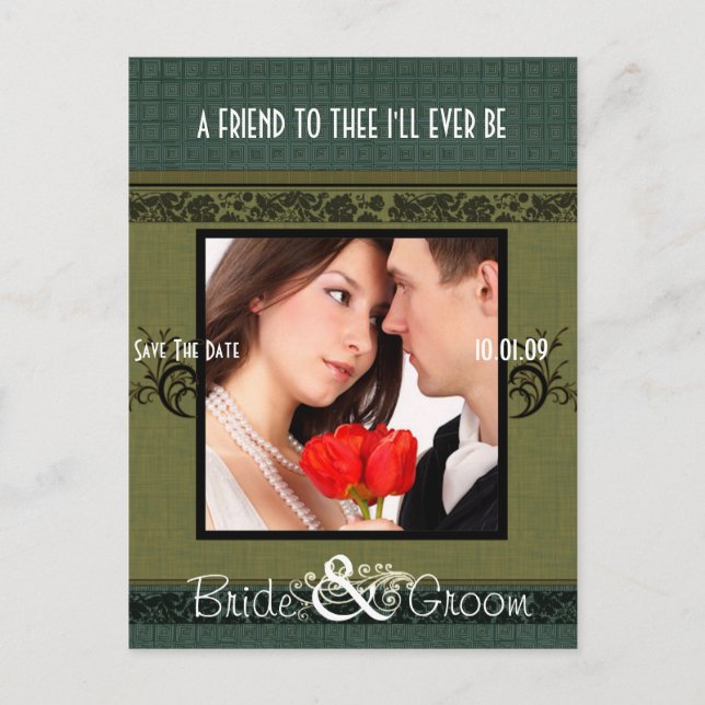 Carte Postale Faire-part Sauvegarder la date avec votre photo (Devant)