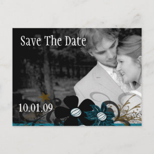 Carte Postale Faire-part Sauvegarder la date avec VOTRE Photo Bleu de mer e