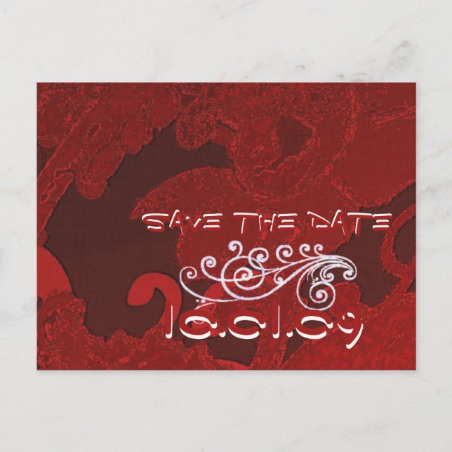 Carte Postale Faire-part Sauvegarder la date Burgundy Grunge Floral (Devant)