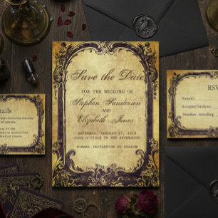 Carte Postale Faire-part Sauvegarder la date Cadre Antique Victorien Vintag