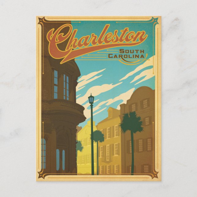 Carte Postale Faire-part Sauvegarder la date | Charleston, SC (Devant)