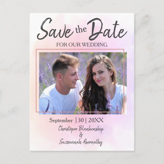 Carte Postale Faire-part  Sauvegarder la date de mariage simple photo perso (Devant)