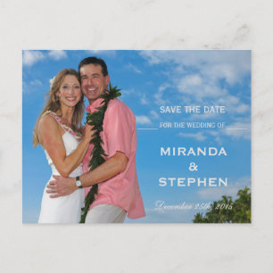 Carte Postale Faire-part Sauvegarder la date douce photo de mariage moderne