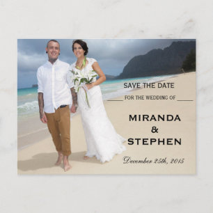 Carte Postale Faire-part Sauvegarder la date douce Photo de mariage moderne