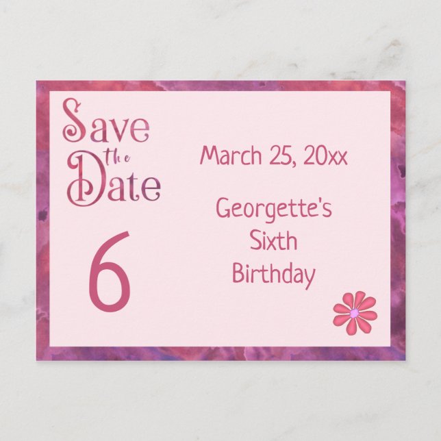 Carte Postale Faire-part Sauvegarder la date du 6ème anniversaire pour une  (Devant)