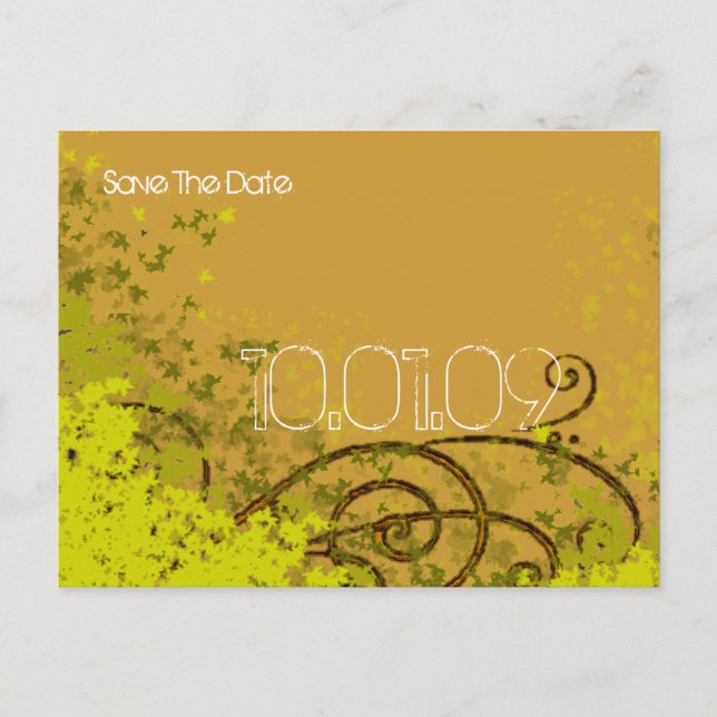 Carte Postale Faire-part Sauvegarder la date - Lime Leaf Swirls (Devant)