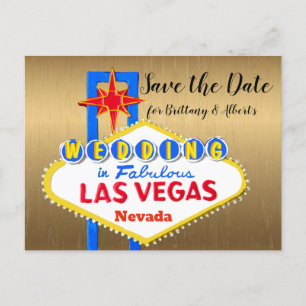 Carte Postale Faire-part Sauvegarder la date Mariage à Las Vegas or