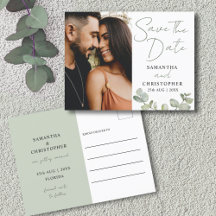 Sauvegarder la date mariage aquarelle verte eucaly