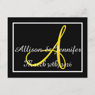 Carte Postale Faire-part Sauvegarder la date Noir et Or