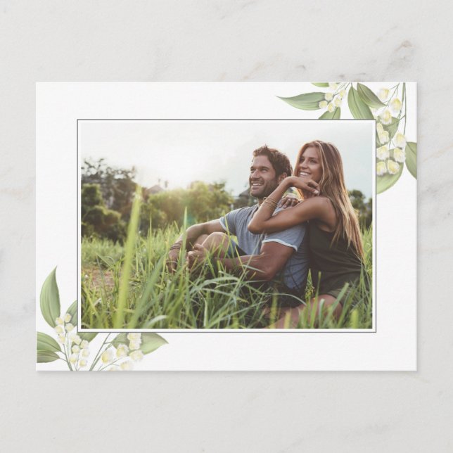 Carte Postale Faire-part Sauvegarder la date Photo mariage floral verdure (Devant)