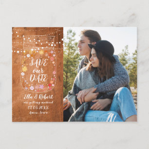Carte Postale Faire-part Sauvegarder la Date Pot de fleurs en verre Guirlan