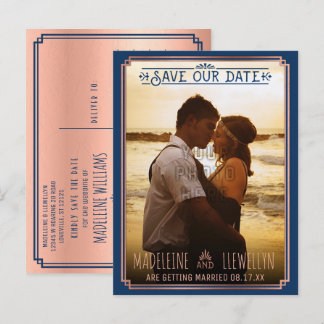 Carte Postale Faire-part Sauvegarder la date Rose Gold Retro Déco Photo de