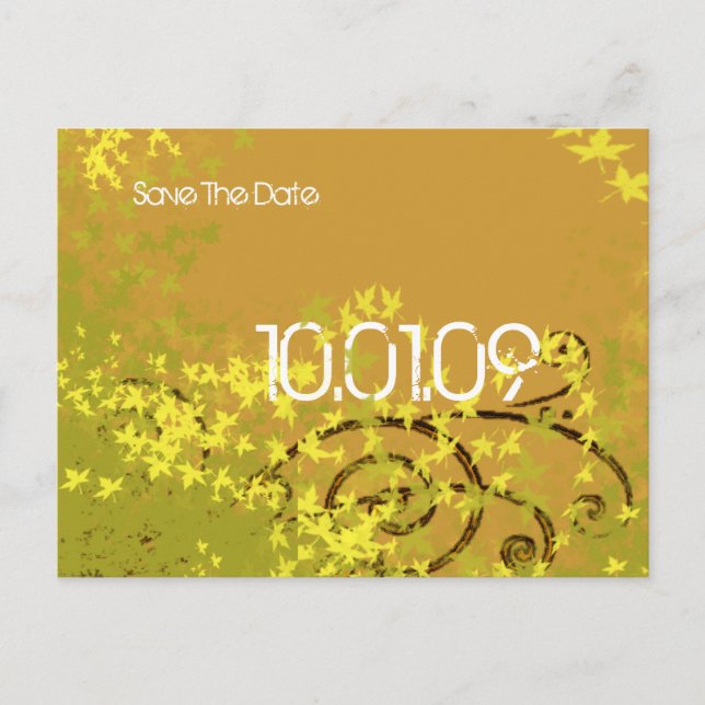 Carte Postale Faire-part Sauvegarder la date - Tourbillons de feuilles - (Devant)