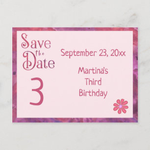 Carte Postale Faire-part Sauvegarder la Date Troisième Anniversaire pour un