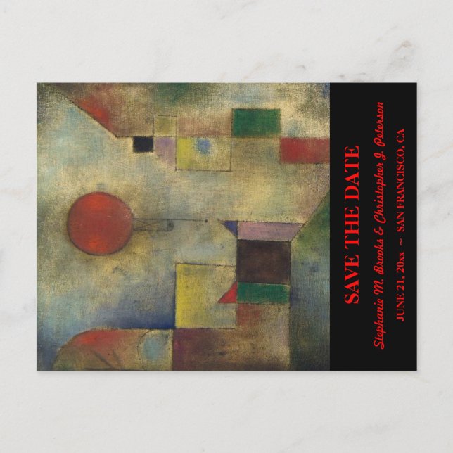 Carte Postale Faire-part Sauvegardez la date avec "Red Balloon" / Site Web (Devant)