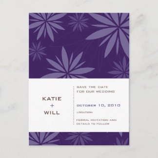 Carte Postale Faire-part SAUVEGARDEZ LA DATE :: violet vitalité