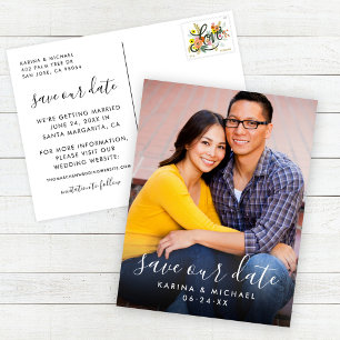 Carte Postale Faire-part Sauvegardez Notre Date Photo de Portrait Mariage