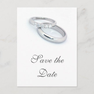 Carte Postale Faire-part Sauver la Date/Anneaux de Mariage en Argent