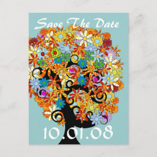 Carte Postale Faire-part Sauver la date - Arbre Fleur