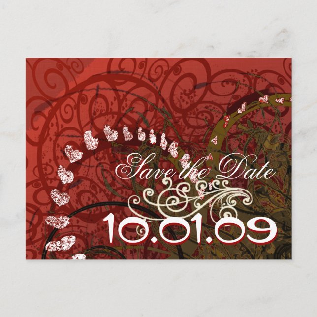 Carte Postale Faire-part Sauver la date Cœurs de Bourgogne - (Devant)