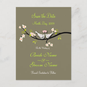 Carte Postale Faire-part Sauver la date colombes+fleurs roses/diy couleur