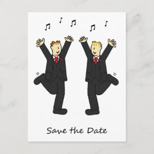 Carte Postale Faire-part Sauver la date de danse pour un couple d'hommes