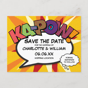 Carte Postale Faire-part Sauver la Date de la bande dessinée KA-POW Moderne