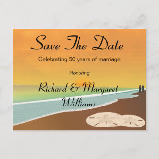 Carte Postale Faire-part Sauver la date de l'anniversaire de plage