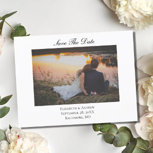 Carte Postale Faire-part Sauver La Date Élégant Formel Photo Code QR Mariag