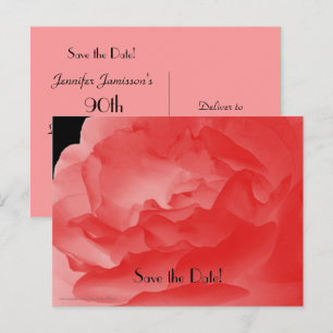 Carte Postale Faire-part Sauver la Date Fête d'anniversaire 90 ans, Rose de