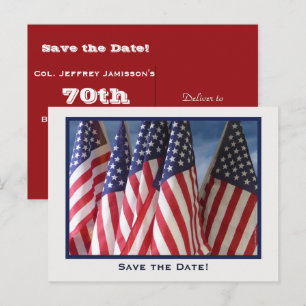 Carte Postale Faire-part Sauver la Date Fête des 70 ans, Drapeaux Américain