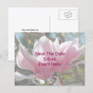 Carte Postale Faire-part Sauver la date Fleur de magnolia rose 