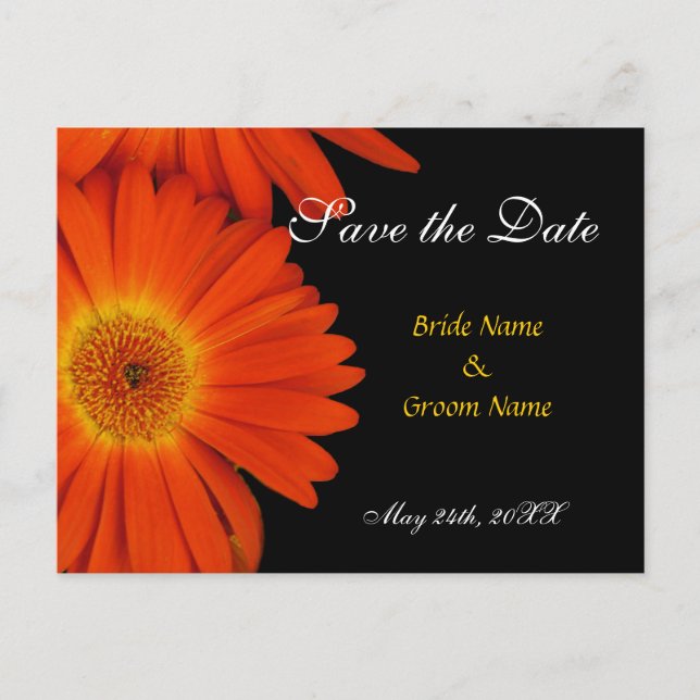 Carte Postale Faire-part sauver la date, gerbera marguerite (Devant)