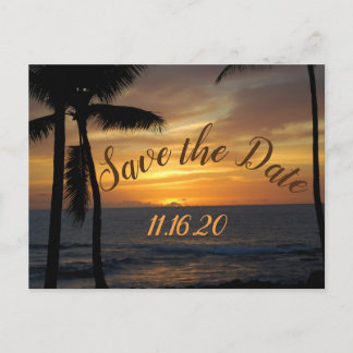 Carte Postale Faire-part Sauver la date Mariage Tropical