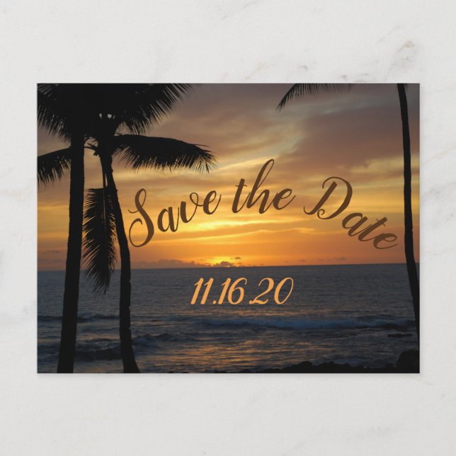 Carte Postale Faire-part Sauver la date Mariage Tropical (Devant)