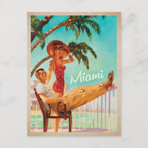 Carte Postale Faire-part Sauver la date Miami, FL -Couple